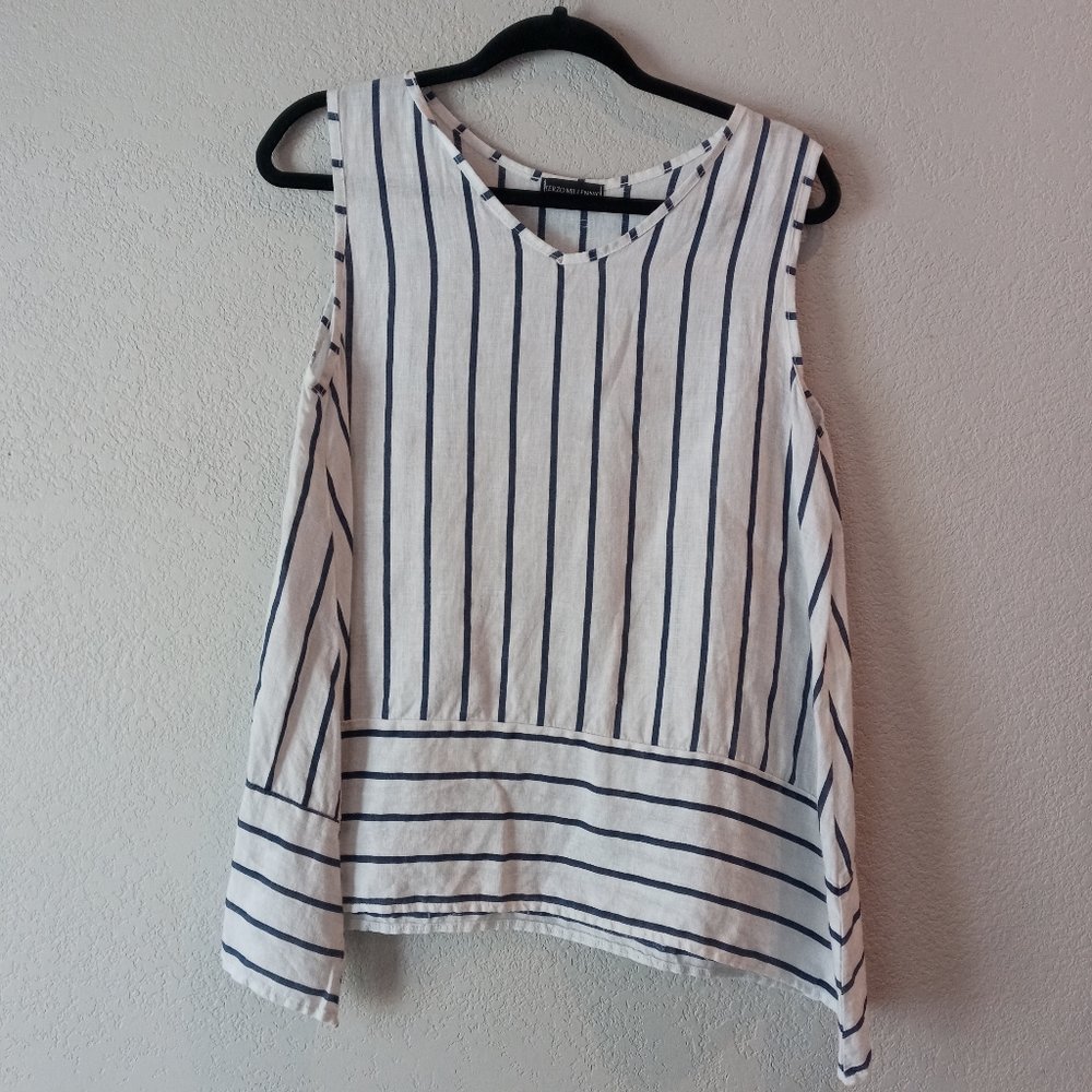 White Linen Sleeveless Blouse
